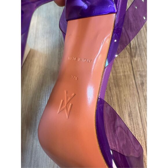 AMINA MUADDI  Holli Glass 95mm Slingback Pumps EU37.5/7.5 $760 - Picture 12 of 14